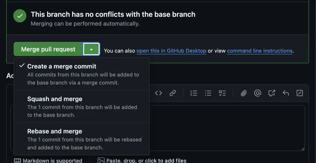 GitHub Pull Request Complete Options