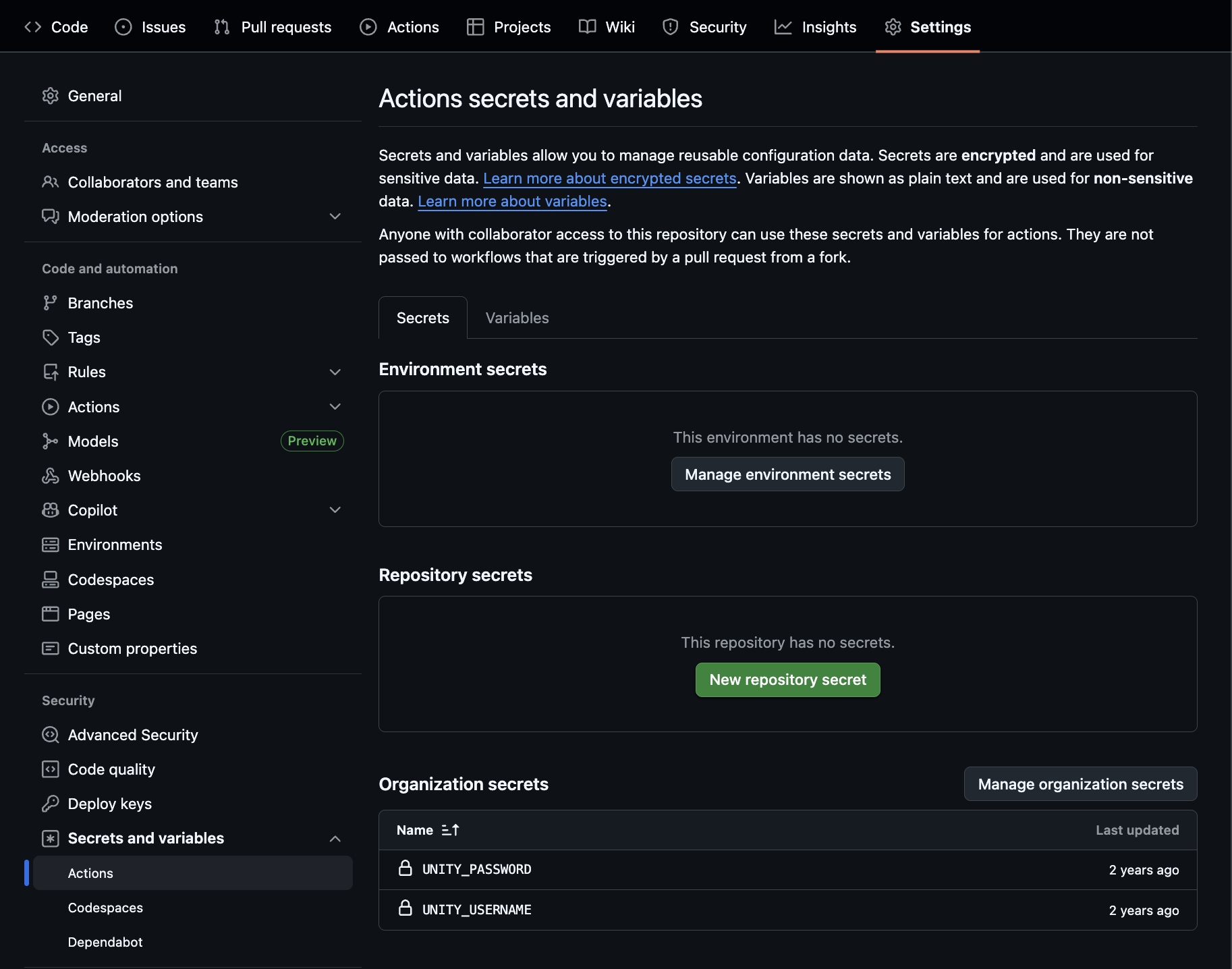 GitHub - Action Secrets