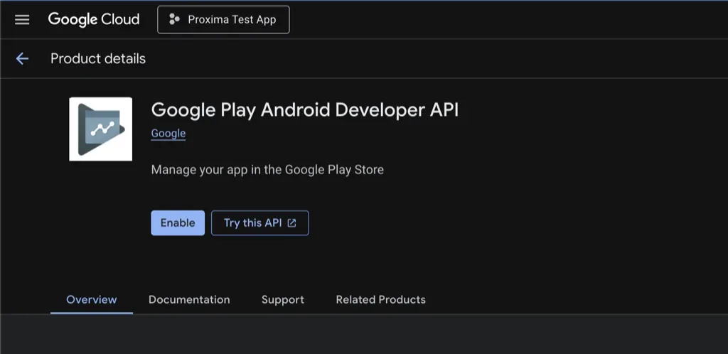 Enable Google Play Developer API