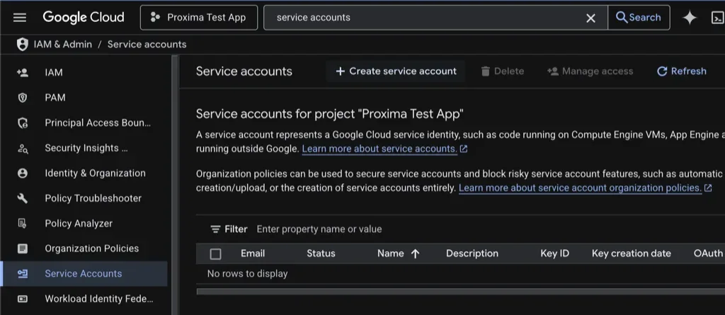Create Google Cloud Service Account