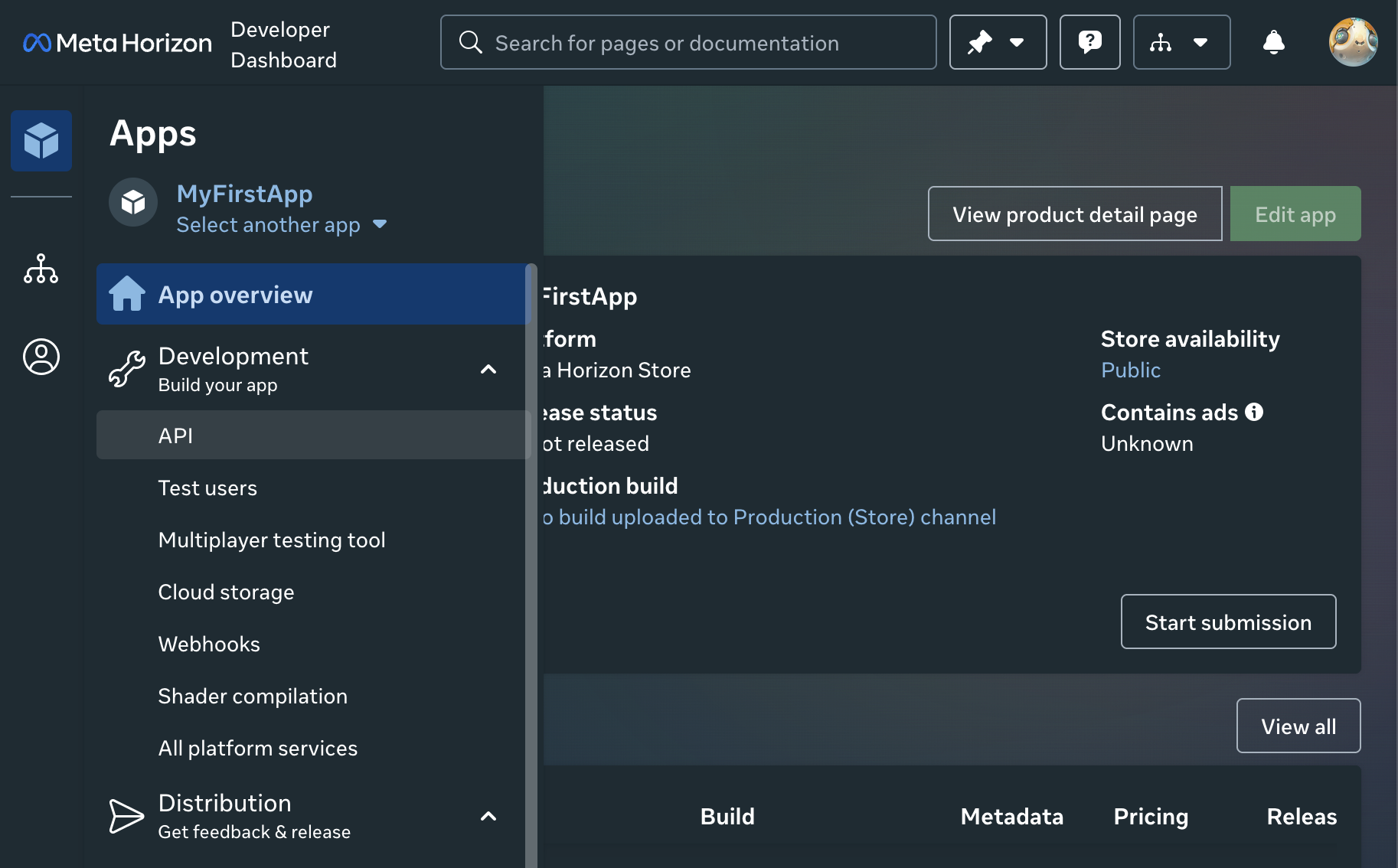 Meta Developer Dashboard - API