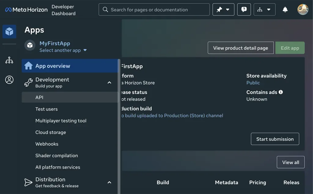 Meta Developer Dashboard - API