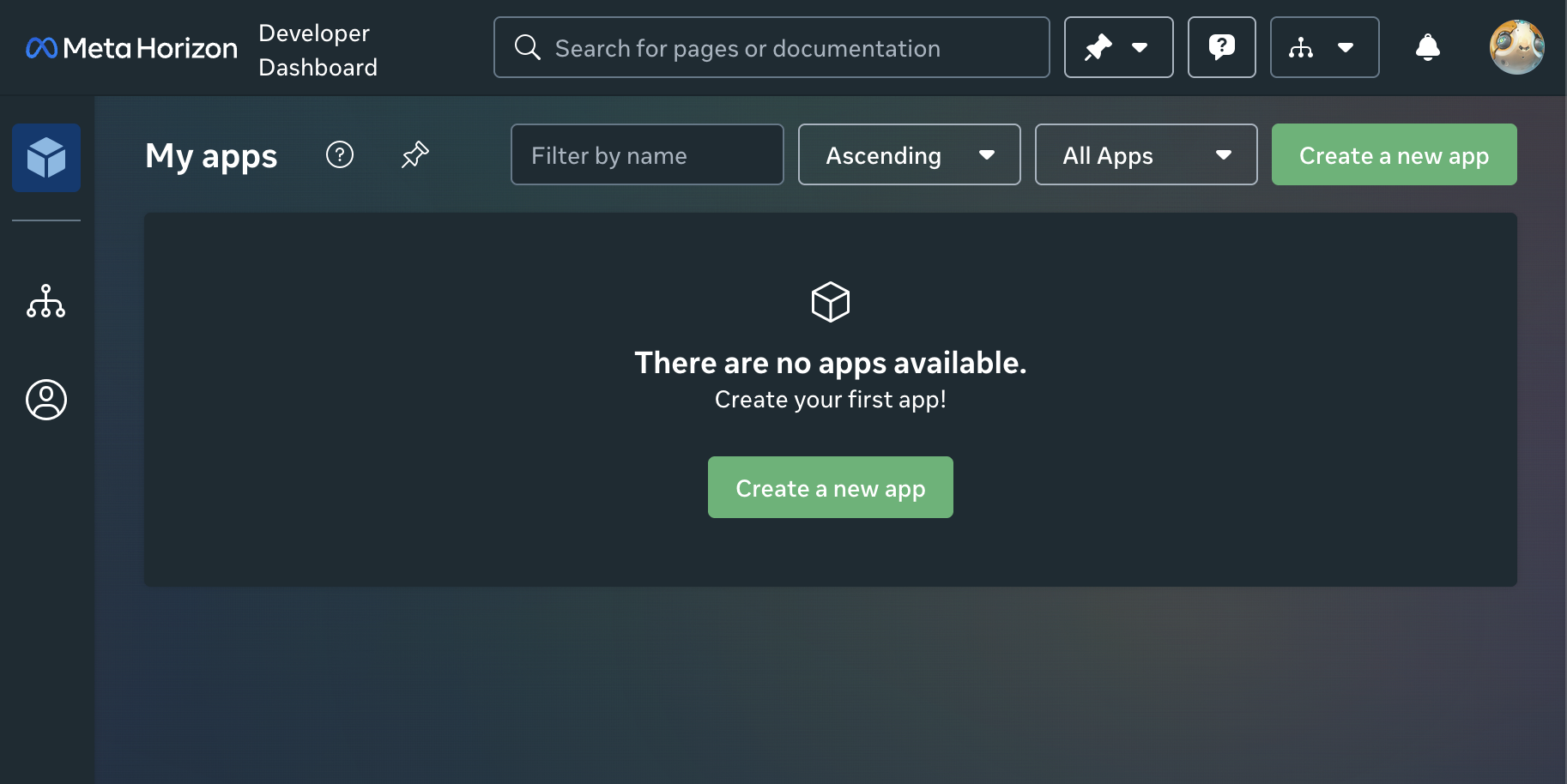 Meta Developer Dashboard - Create New App