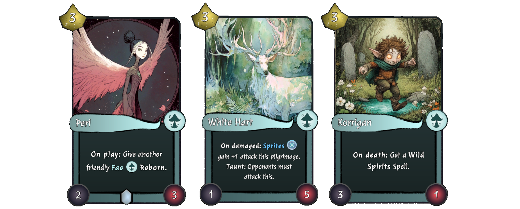 Three Mythbinder Fae cards