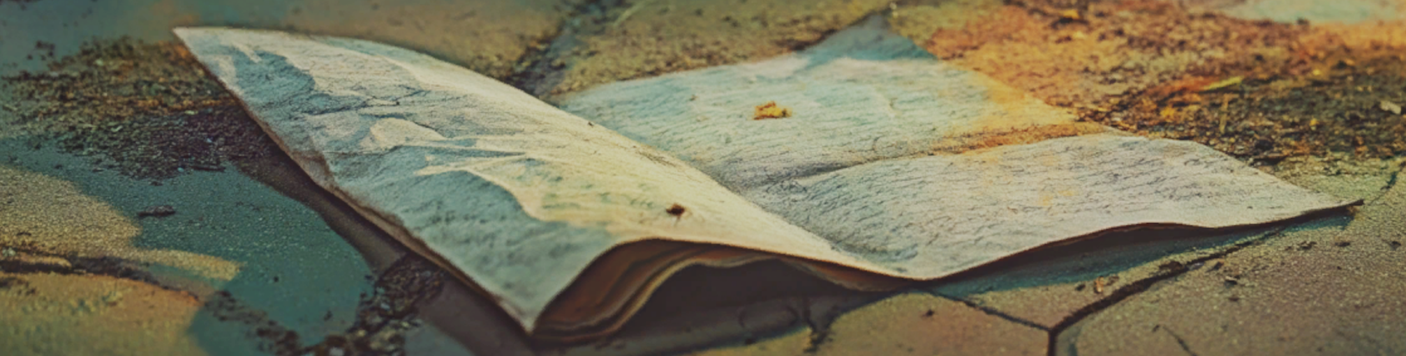 A letter left open on cracked ground