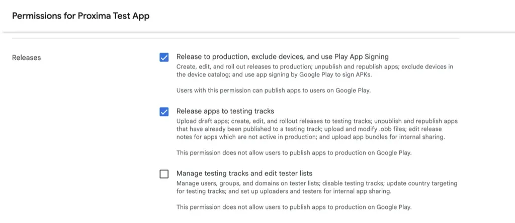 Google Play Console Release Options